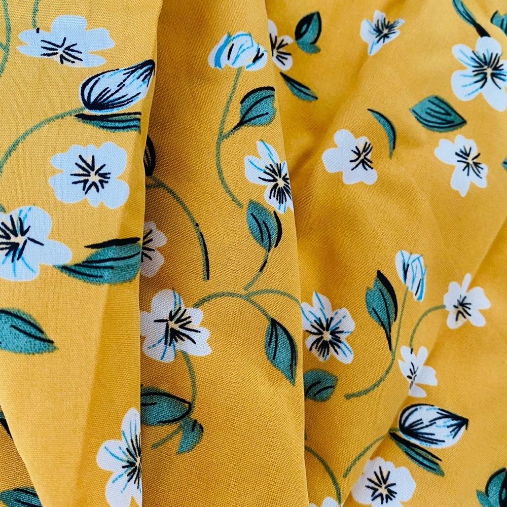 Woman’s Floral Yellow Maxi Skirt White Flowers - Picture 4 of 10